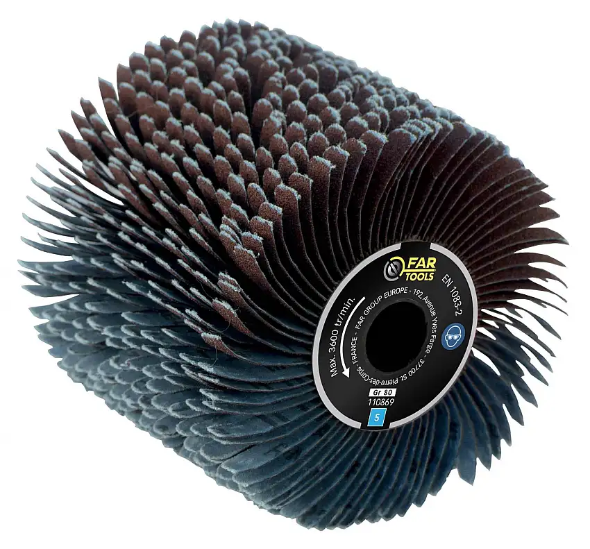 FARTOOLS - Brosse à lanières abrasives A80 Diamètre 120 mm pour surfaces en bois irrégulières