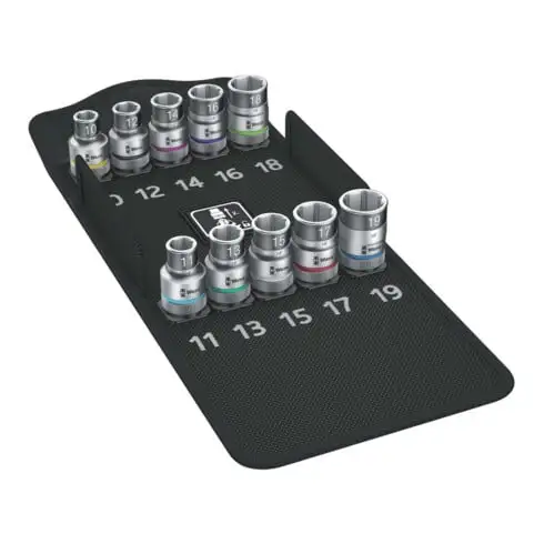 Coffret de douilles pour 6 pans creux Wera 1/2 pouce carré, 10 pièces
